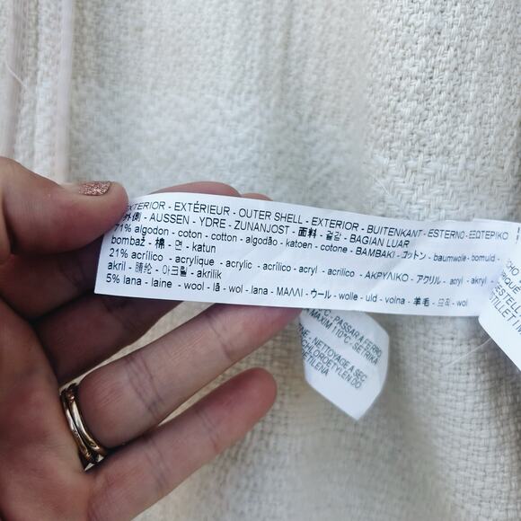 Zara Outerwear Cotton Wool Knit Open Long Cardigan Sweater Cream XS Small - Picture 9 of 9